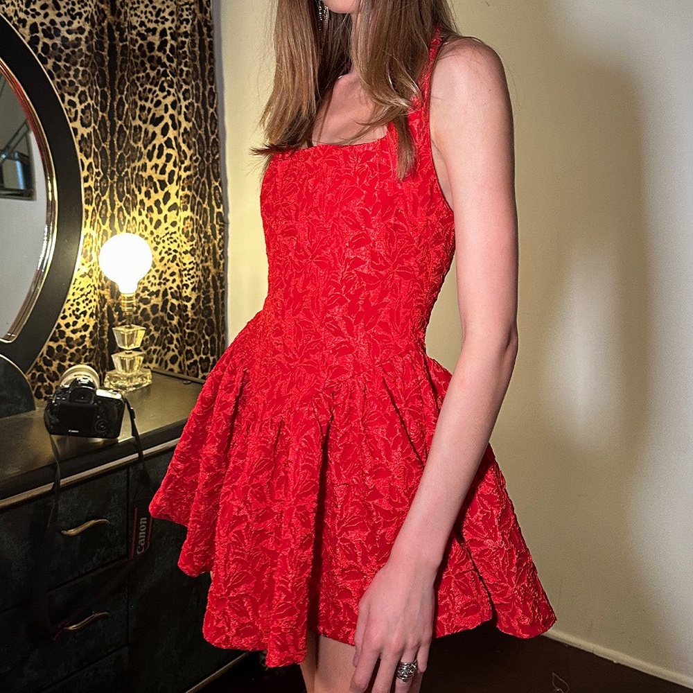 12th Tribe Scarlet Rouge Drop Waist Micro Mini Dress Size SS